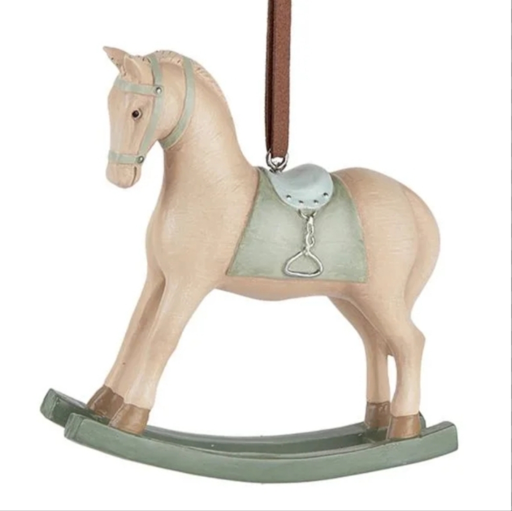 Wooden Style Rocking Horse Christmas Tree Ornament